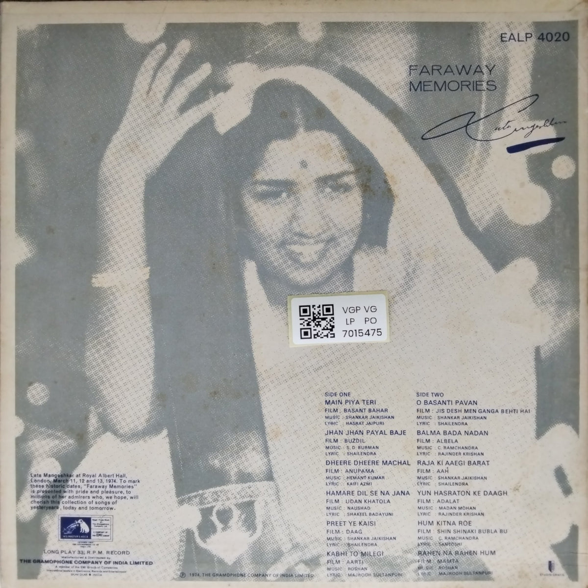 Lata Mangeshkar - Faraway Memories (Vinyl)