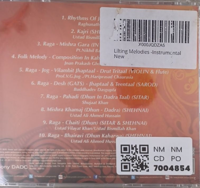 Raghunath Seth, Bismillah Khan, Nikhil Banerjee, Buddhadev Dasgupta, V. G. Jog, Hariprasad Chaurasia, Vilayat Khan, Shujaat Khan, Ali Ahmed Hussain, Jnan Prakash Ghosh, V. Balsara, Ustad Ali Ahmed Hussain - Lilting Melodies Instrumental (CD)