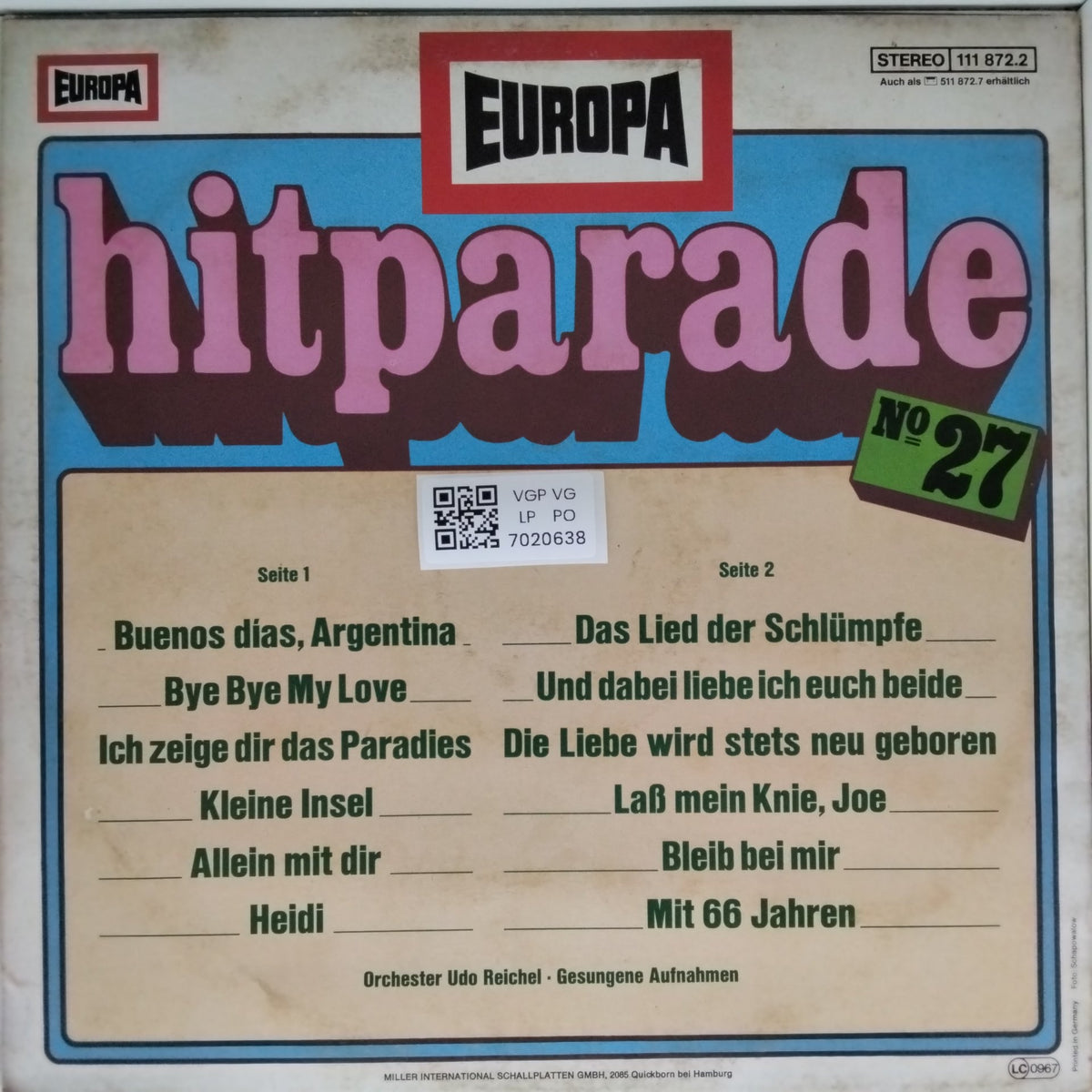 Orchester Udo Reichel - Europa Hitparade No. 27 (Vinyl)