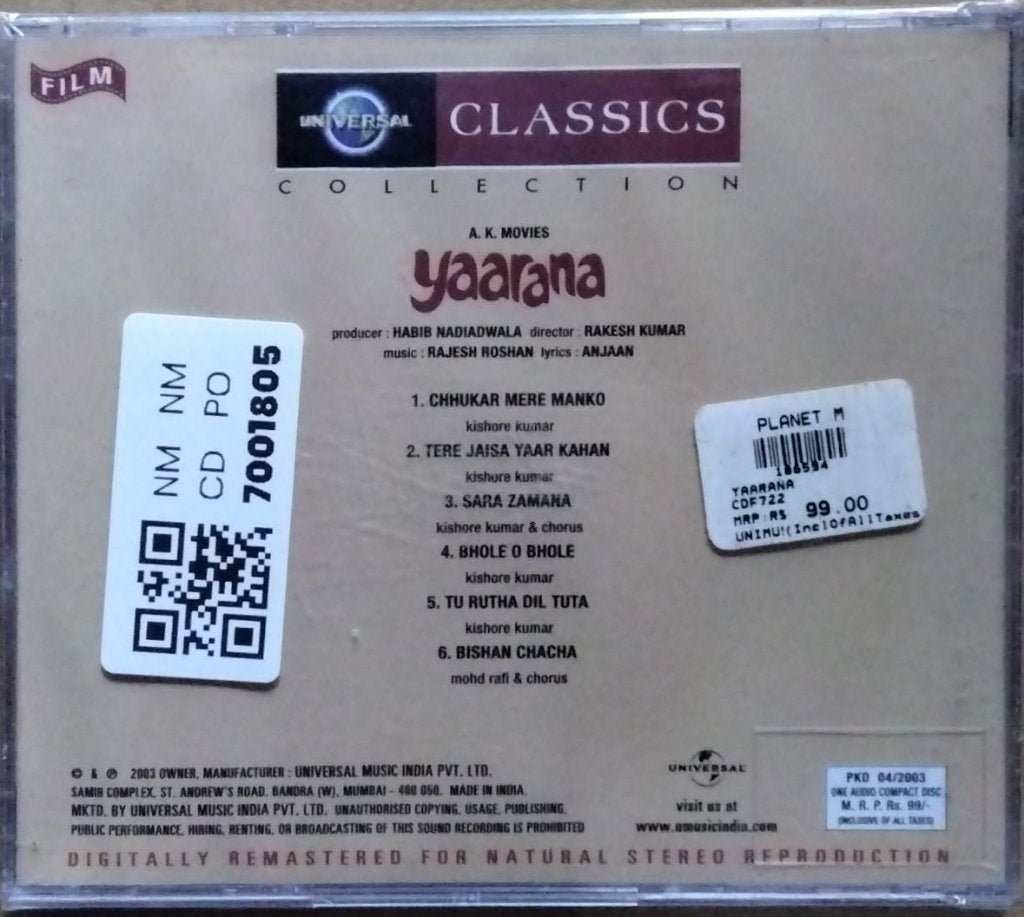 Rajesh Roshan - Yaarana (CD)
