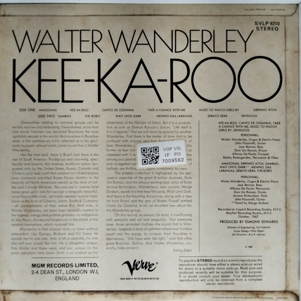 Walter Wanderley - Kee-Ka-Roo (Vinyl)