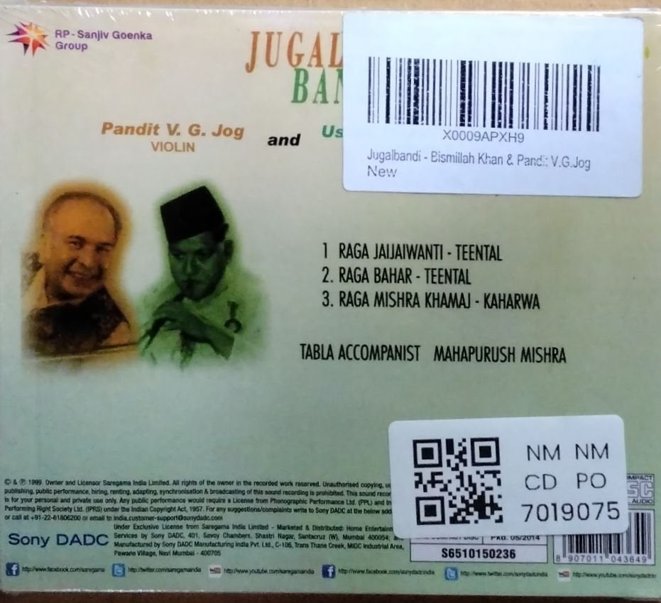 Pandit V. G. Jog, Ustad Bismillah Khan - Jugal Bandi (CD)