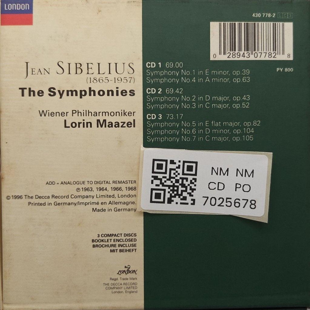 Wiener Philharmoniker, Lorin Maazel - Sibelius The Symphonies (CD)