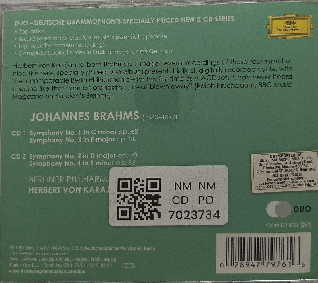 Herbert von Karajan - Brahms Symphonies Nos. 1-4 (CD)