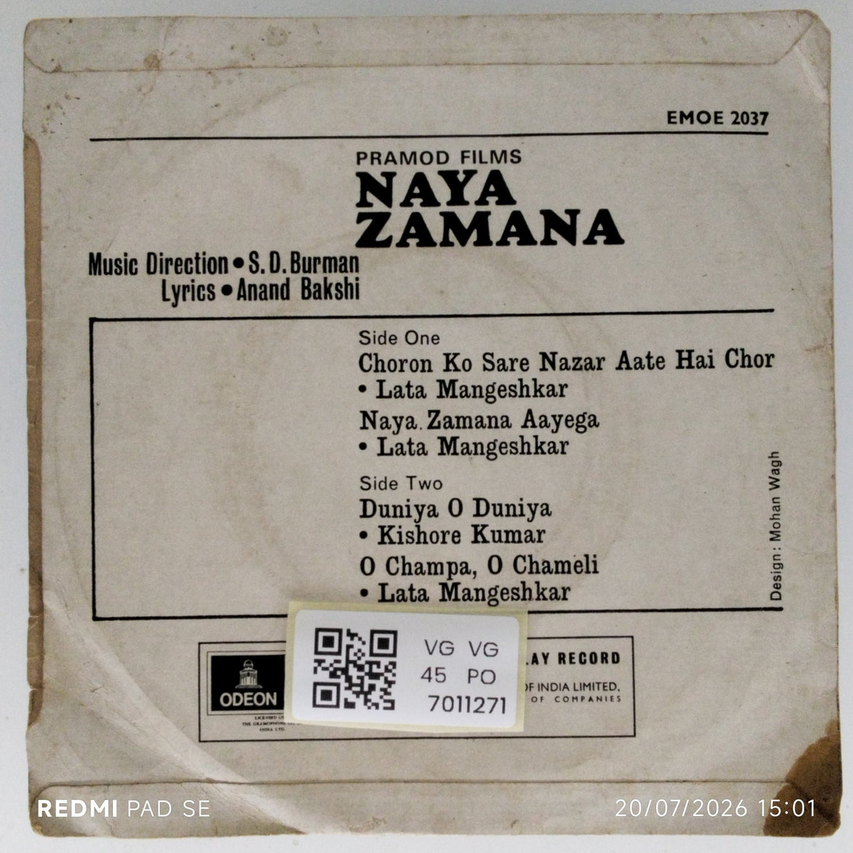 S. D. Burman - Naya Zamana (45-RPM)
