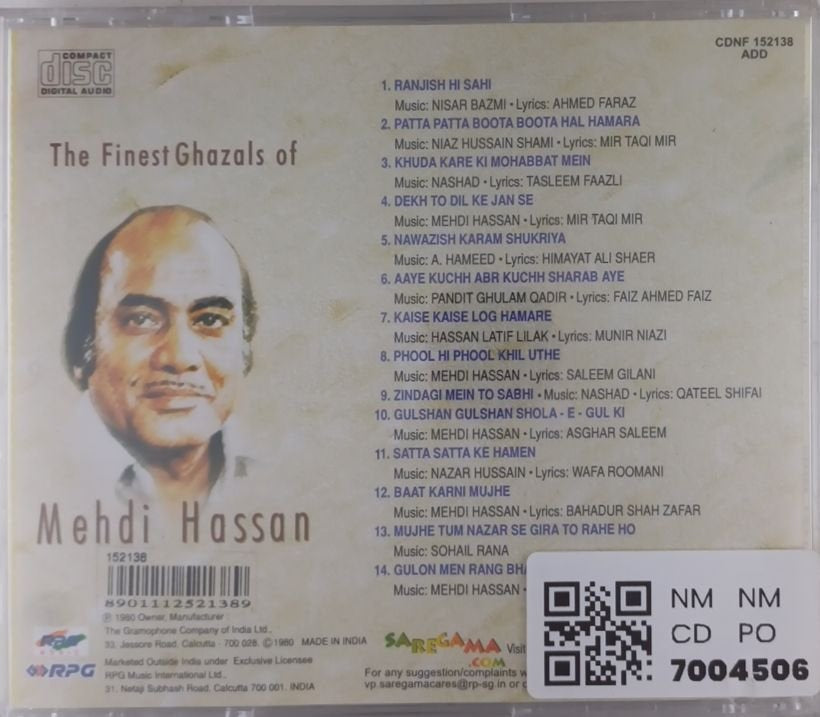 Mehdi Hassan - The Finest Ghazals of Mehdi Hassan (CD)