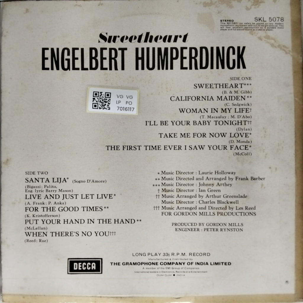 Engelbert Humperdinck - Sweetheart (Vinyl)