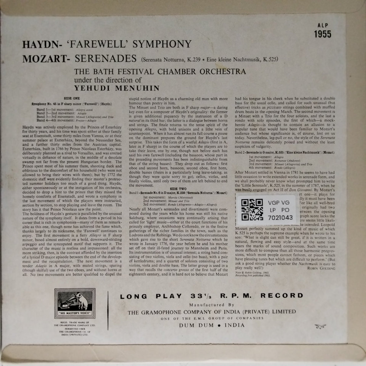 Yehudi Menuhin - Haydn: 'Farewell' Symphony, Mozart: Serenades (Vinyl)