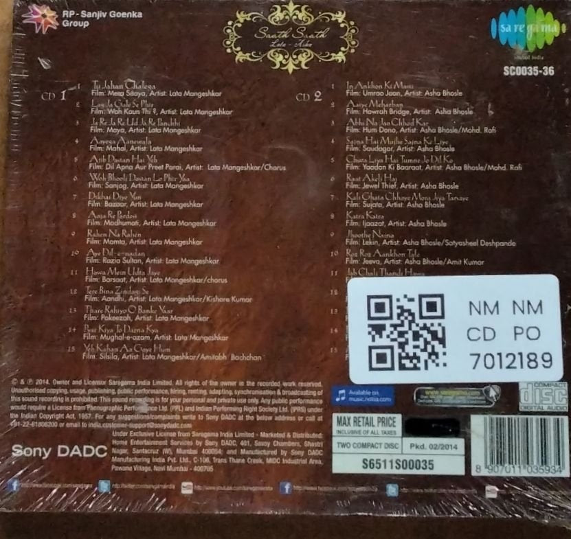 Lata Mangeshkar, Asha Bhosle - Saath Saath (CD) (2)