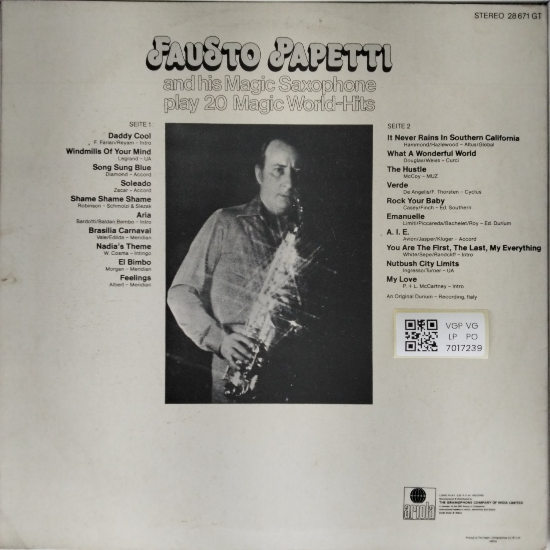 Fausto Papetti - 20 Magic World-Hits (Vinyl)