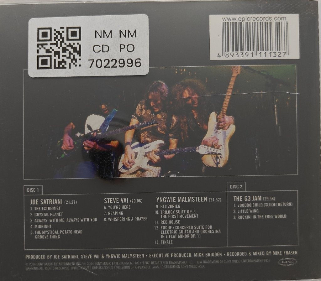 Joe Satriani, Steve Vai, Yngwie Malmsteen - G3 Live: Rockin' in the Free World (CD)