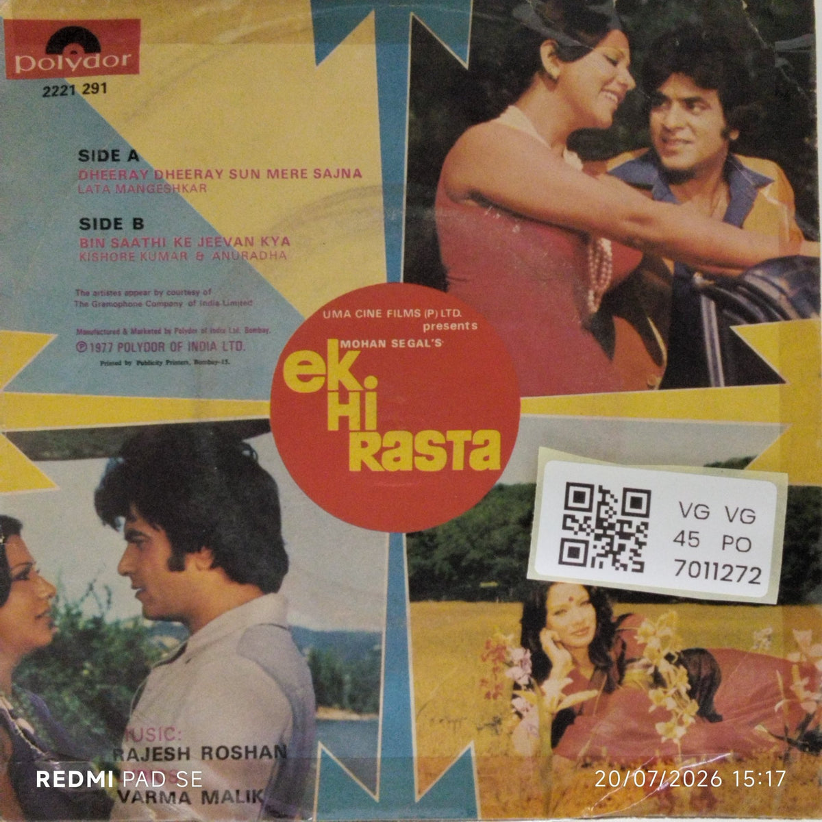 Rajesh Roshan - Ek Hi Rasta (45-RPM)