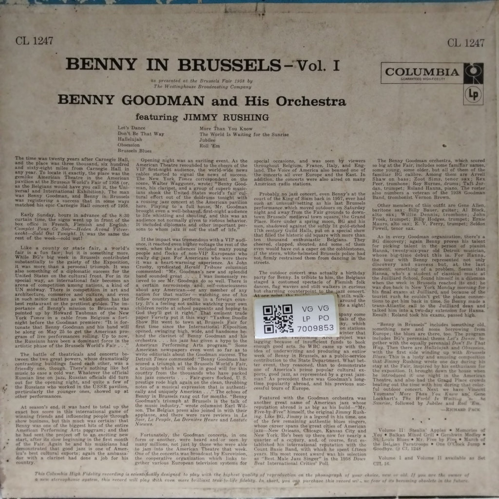 Benny Goodman - Benny in Brussels (Vinyl)