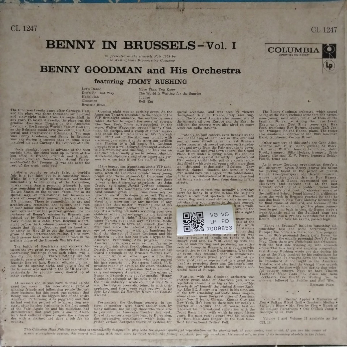 Benny Goodman - Benny in Brussels (Vinyl)