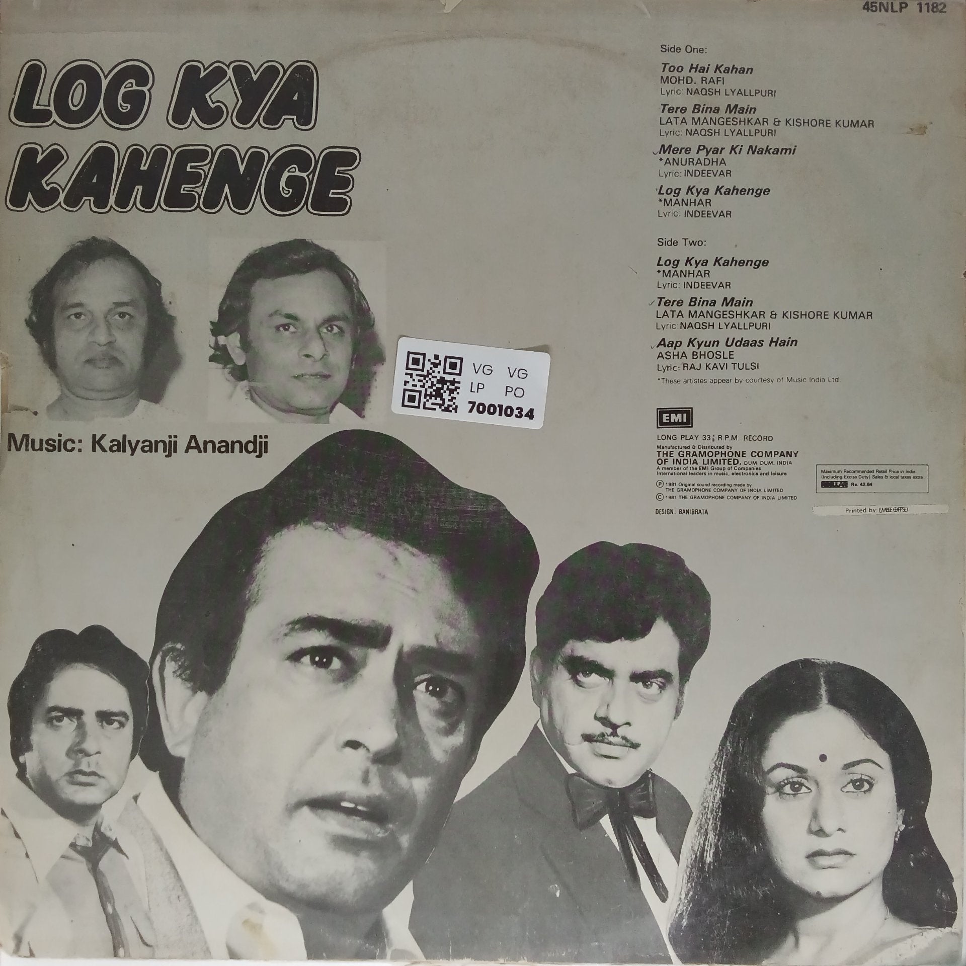 Kalyanji Anandji - Log Kya Kahenge (Vinyl)