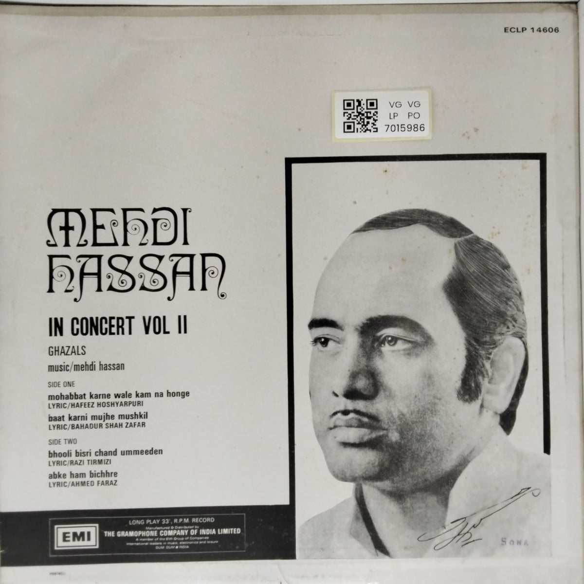 Mehdi Hassan - Mehdi Hassan in Concert Vol II (Vinyl)