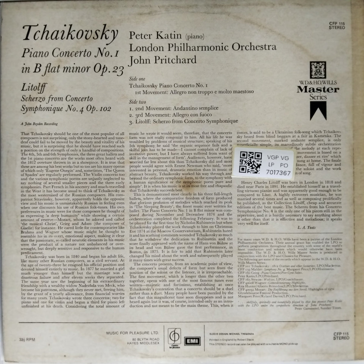 Peter Katin, London Philharmonic Orchestra, John Pritchard - Piano Concerto No. 1 (Vinyl)
