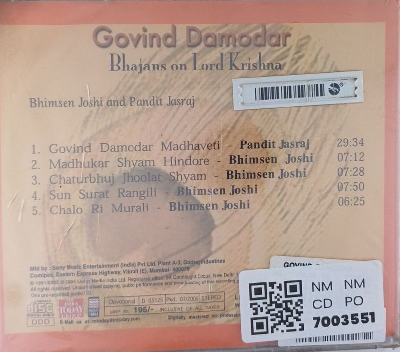 Bhimsen Joshi, Pandit Jasraj - Govind Damodar (CD)