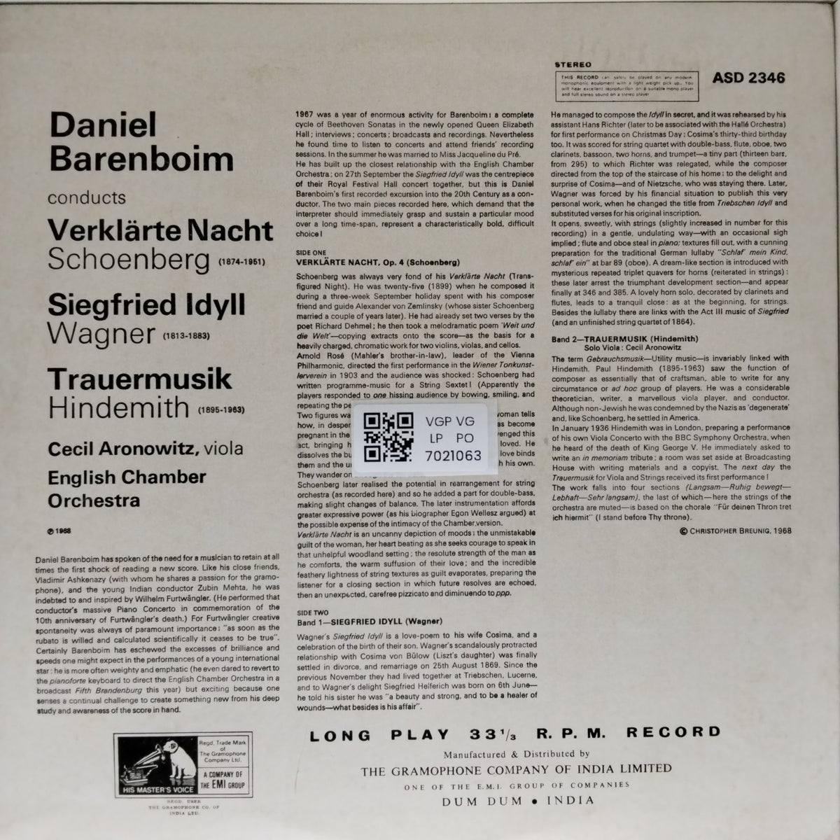 Daniel Barenboim - Verklärte Nacht / Siegfried Idyll / Trauermusik (Vinyl)