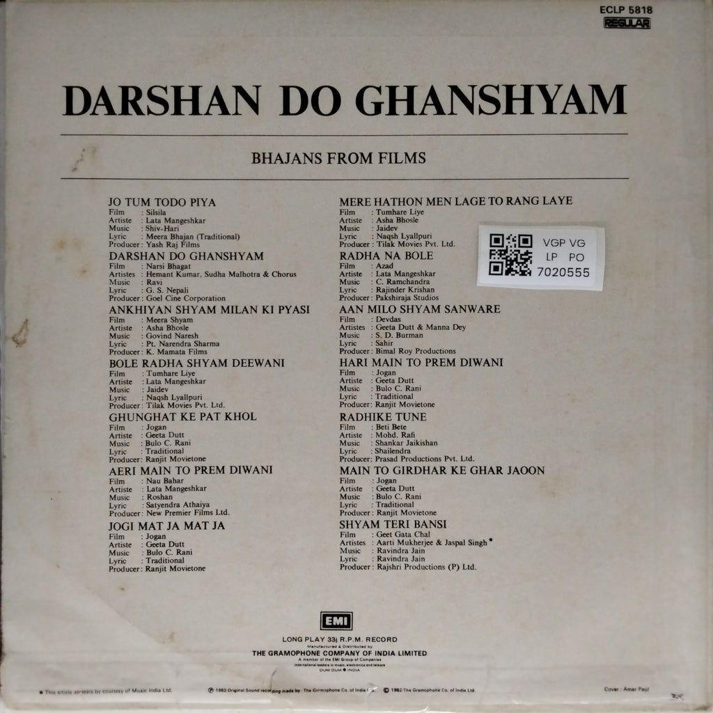 Various - Darshan Do Ghanshyam (Vinyl)
