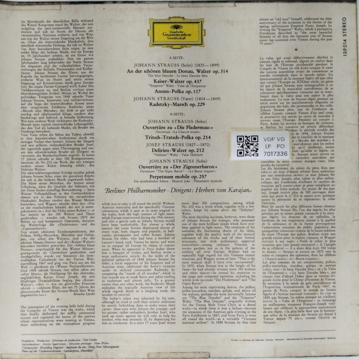 Berliner Philharmoniker, Herbert von Karajan - An der schönen blauen Donau (Vinyl)