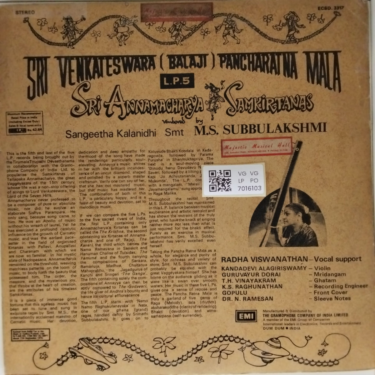 M.S. Subbulakshmi - Sri Annamacharya Samkirtanas (Vinyl)