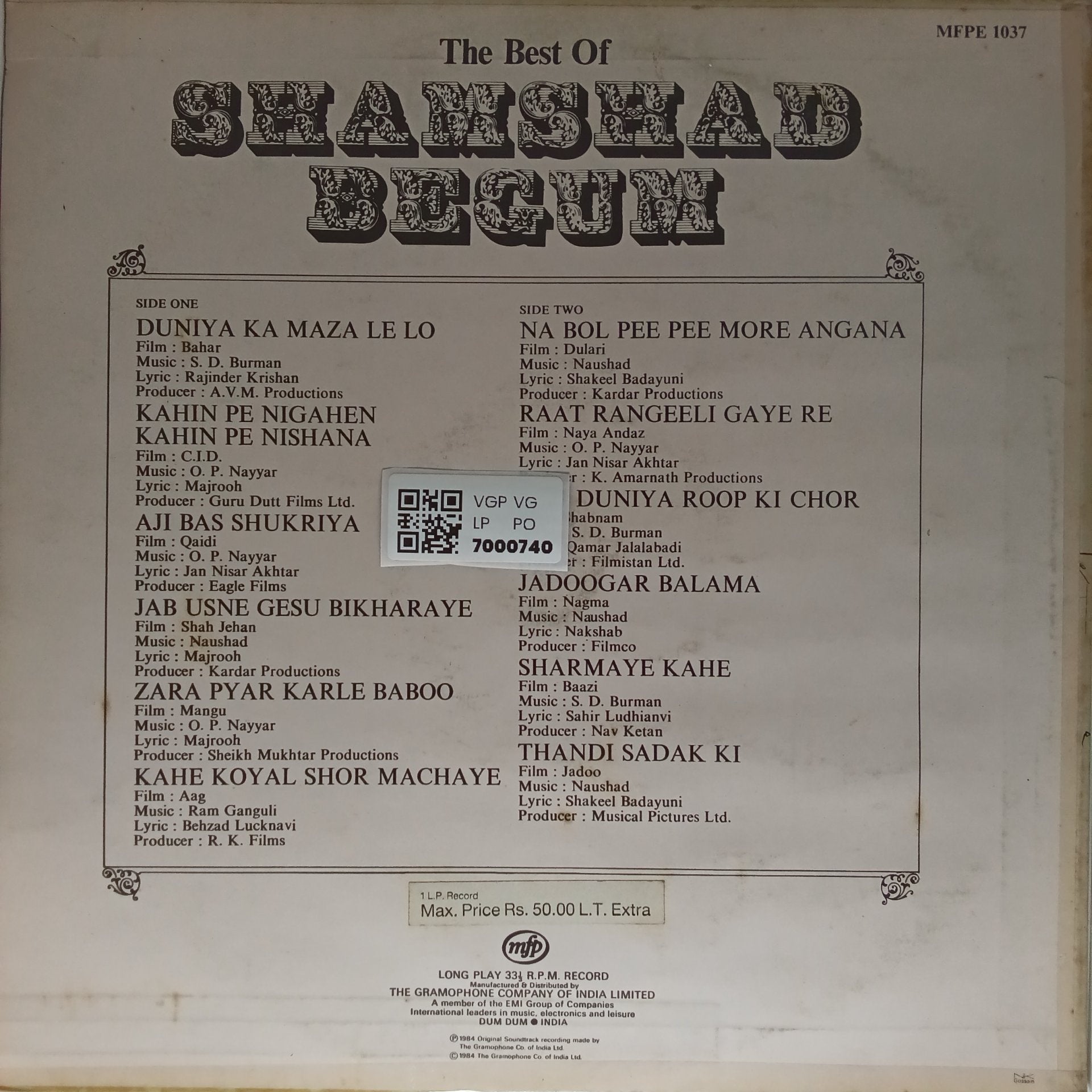 Shamshad Begum - The Best of Shamshad Begum (Vinyl)