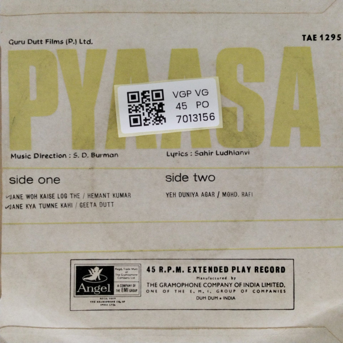 S. D. Burman - Pyaasa (45-RPM)