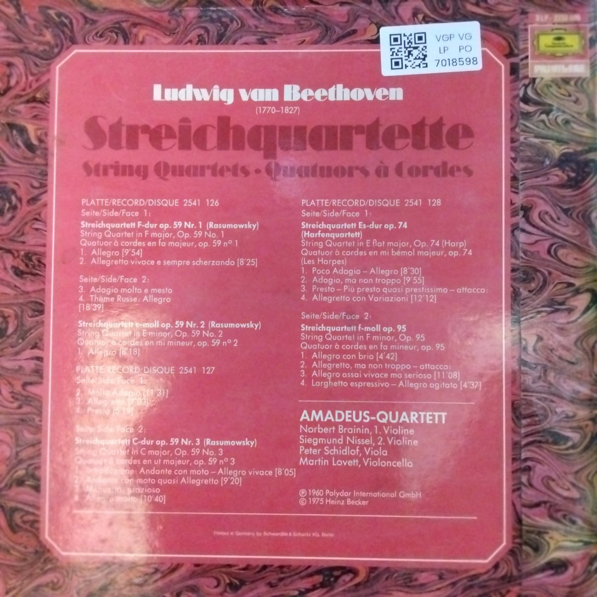 Ludwig van Beethoven, Amadeus-Quartett - Streichquartette (Vinyl) (3)