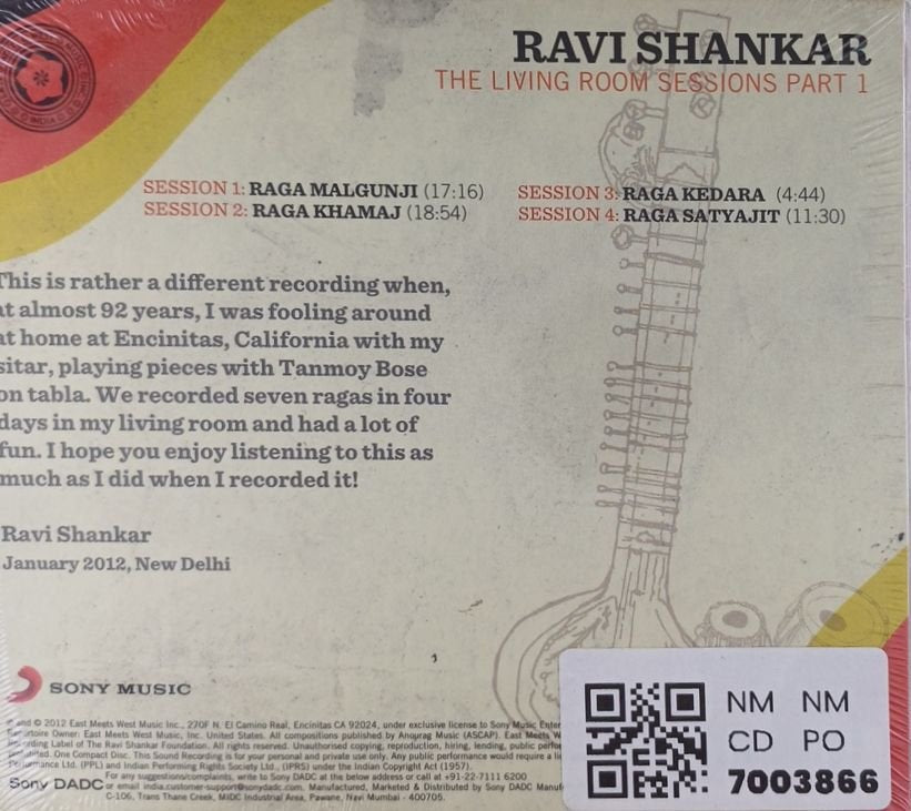 Ravi Shankar - The Living Room Sessions Part 1 (CD)
