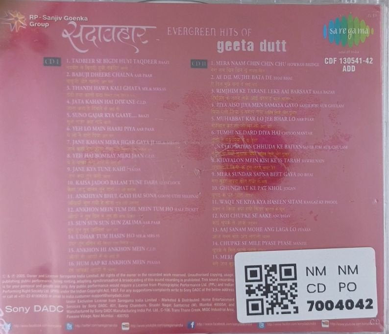 Geeta Dutt - Evergreen Hits of Geeta Dutt (CD) (2)