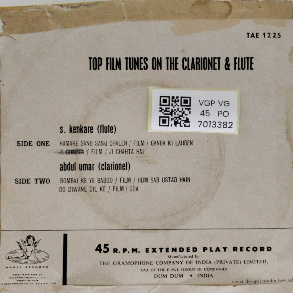 s. kenkare, abdul umar - Top Film Tunes on the Clarionet & Flute (45-RPM)