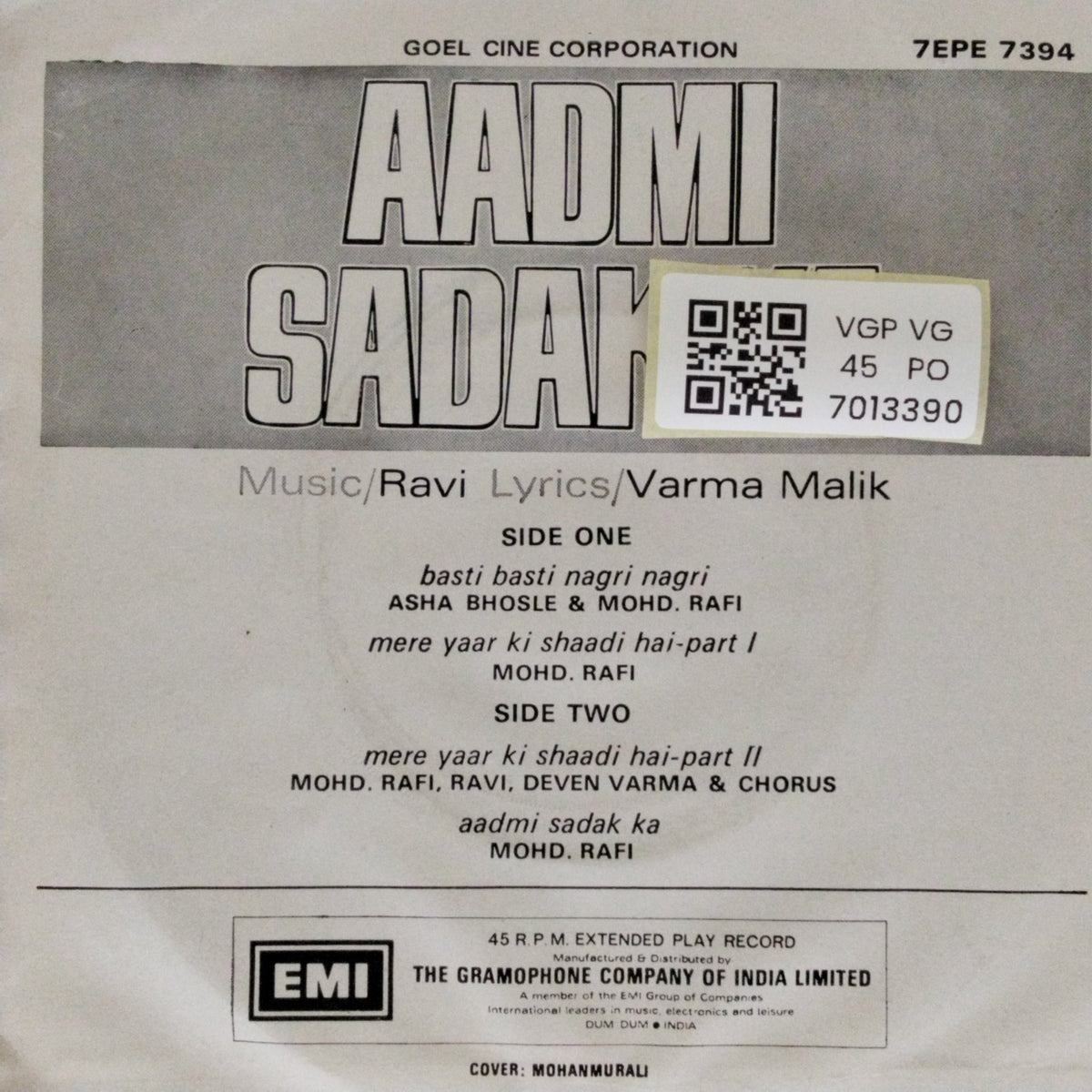 Ravi - Aadmi Sadak Ka (45-RPM)