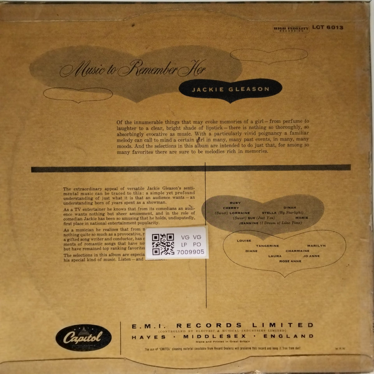 Jackie Gleason - Music to Remember Her (Vinyl)
