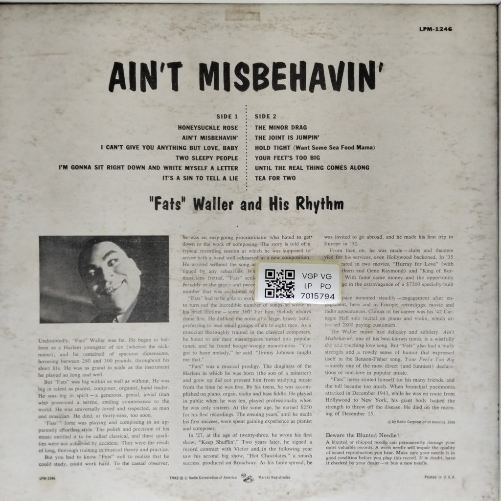 Fats Waller and His Rhythm - Ain't Misbehavin' (Vinyl)