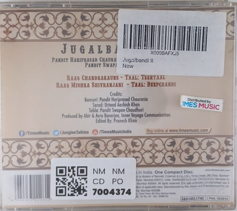 Pandit Hariprasad Chaurasia, Ustaad Aashish Khan, Pandit Swapan Chaudhuri - Jugalbandi-II (CD)