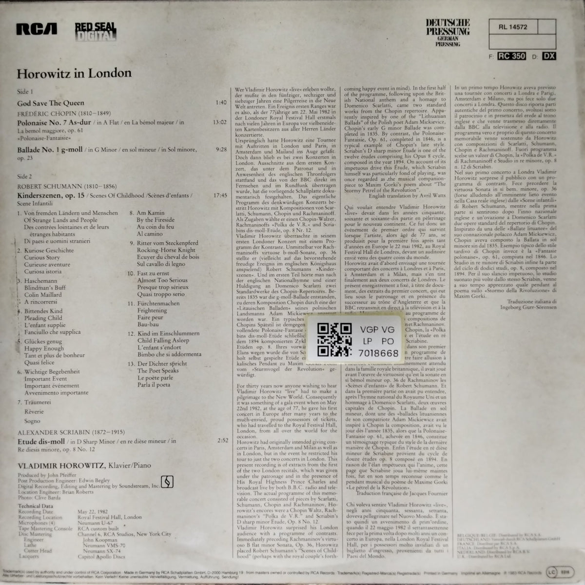 Vladimir Horowitz - Horowitz in London (Vinyl)