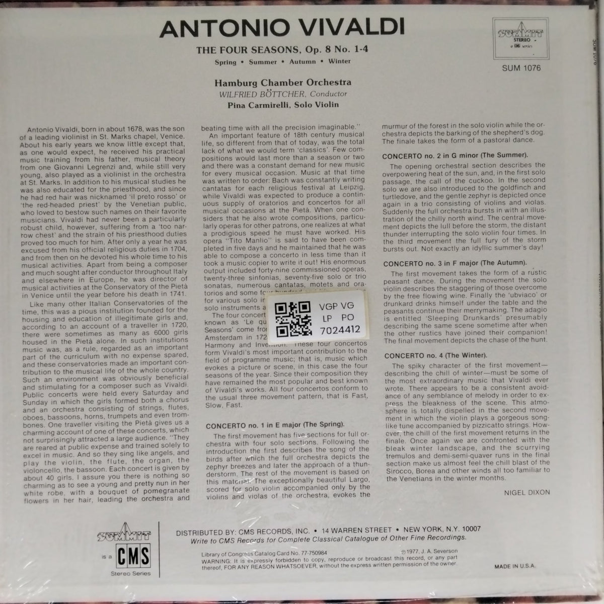Antonio Vivaldi - The Four Seasons (Vinyl)