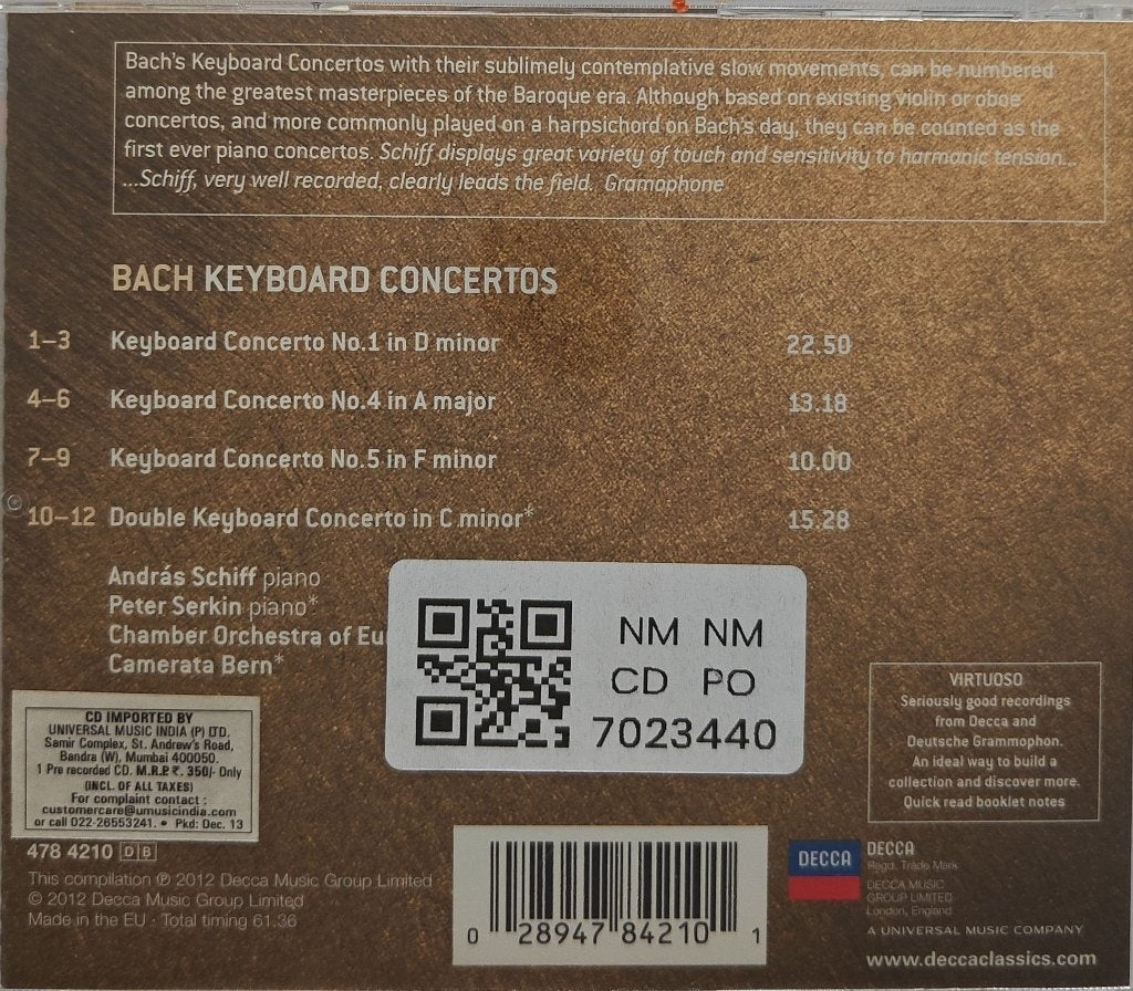 András Schiff, Chamber Orchestra of Europe - Bach Keyboard Concertos (CD)