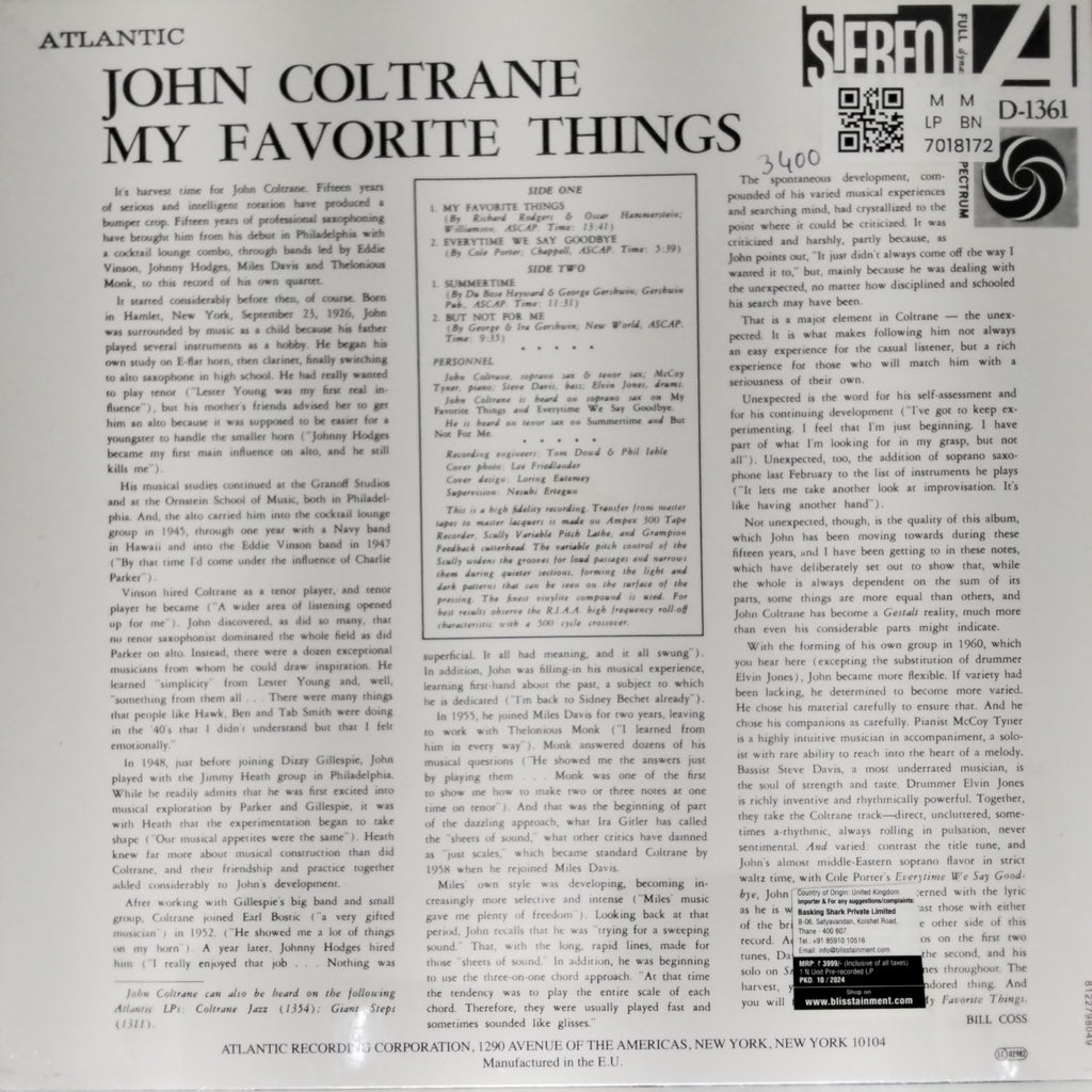 John Coltrane - My Favorite Things (Vinyl)