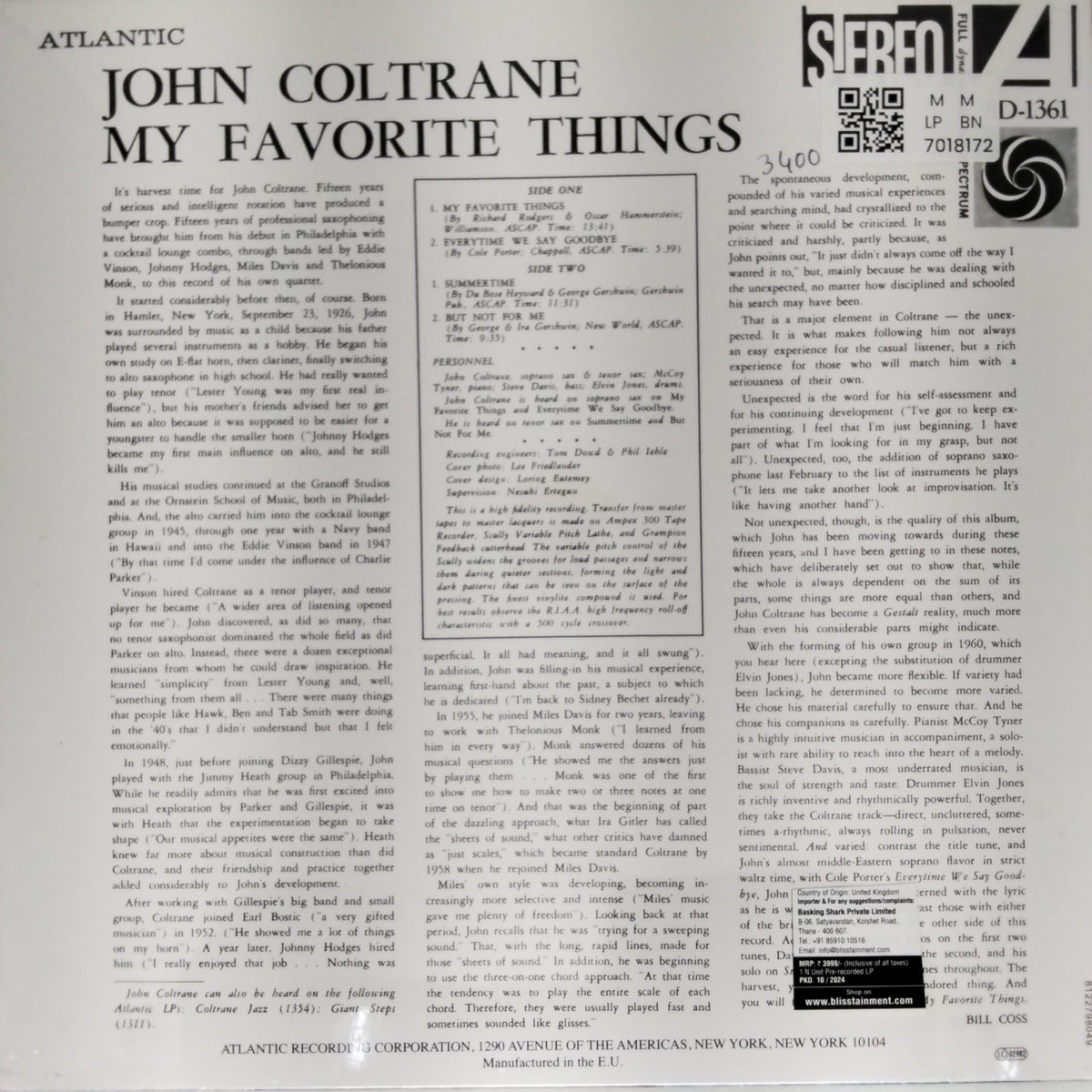 John Coltrane - My Favorite Things (Vinyl)
