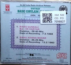 Ustad Bade Ghulam Ali Khan - An All India Radio Archival Release Vol 6 (CD)