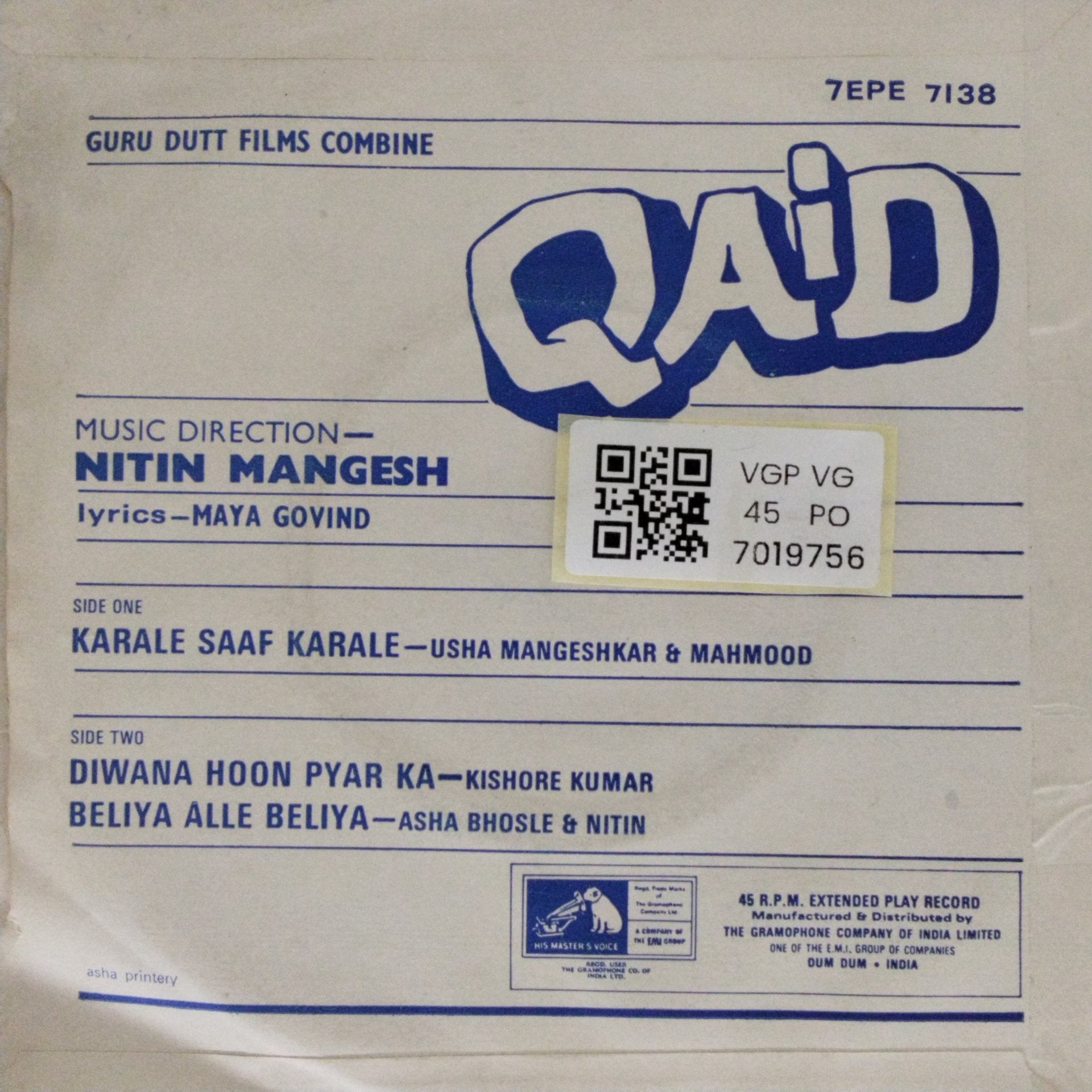 Nitin Mangesh - Qaid (45-RPM)