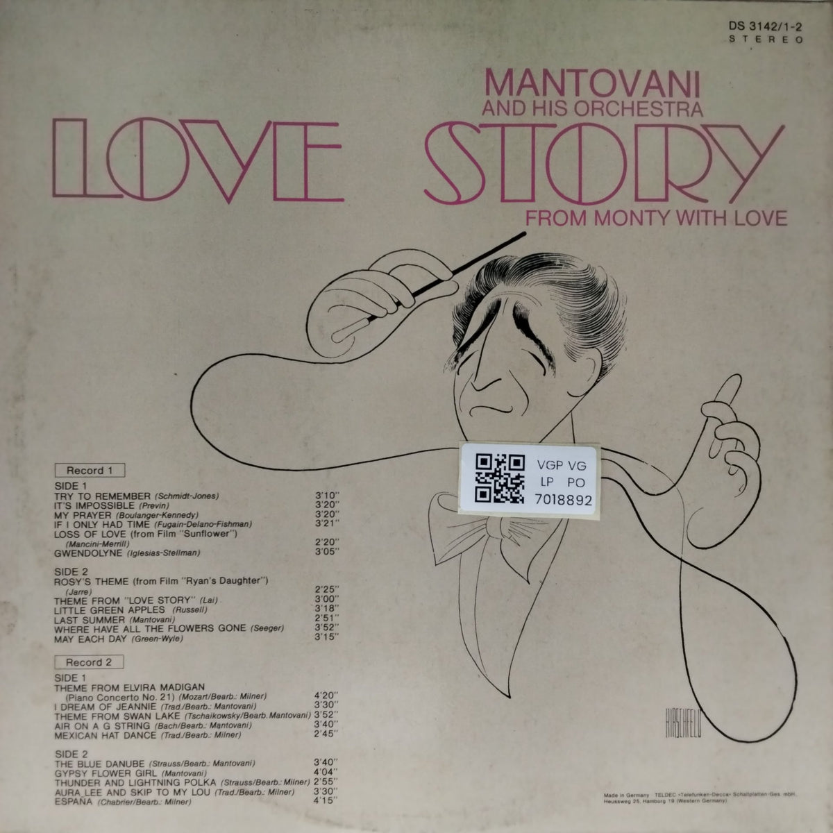 Mantovani and His Orchestra - Love Story From Monty With Love (Vinyl)