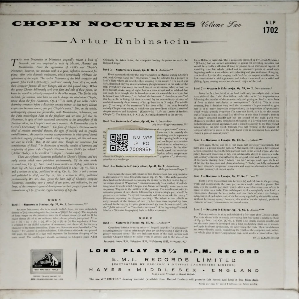 Artur Rubinstein - Chopin Nocturnes Volume Two (Vinyl)
