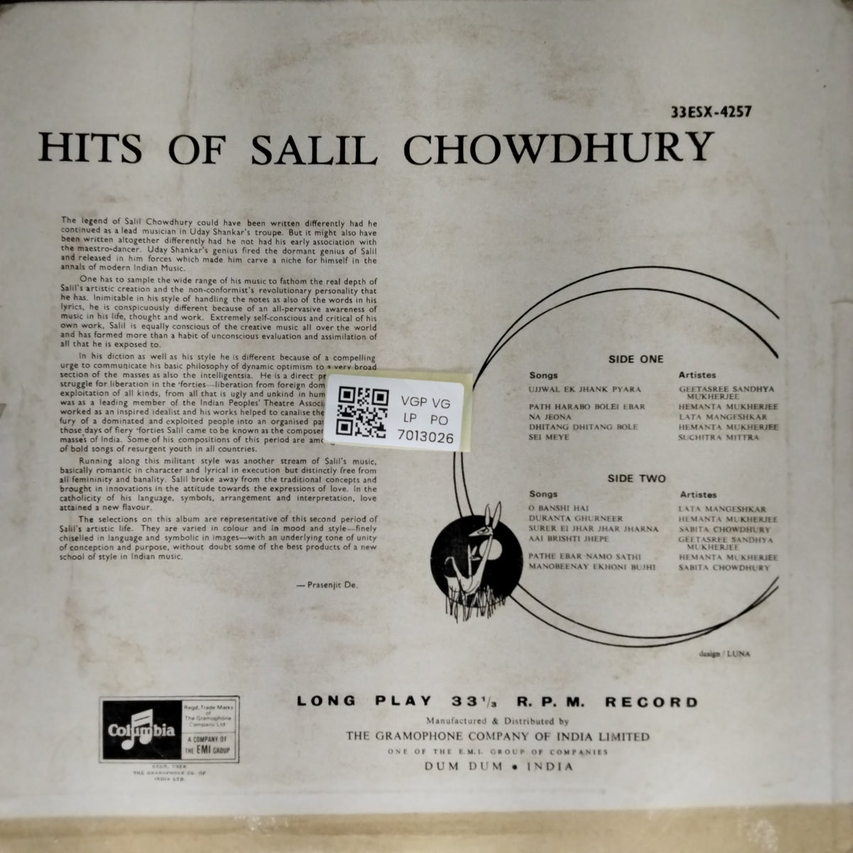 Salil Chowdhury - Hits of Salil Chowdhury (Vinyl)