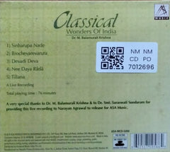 Dr. M. Balamurali Krishna - Classical Wonders Of India (CD)