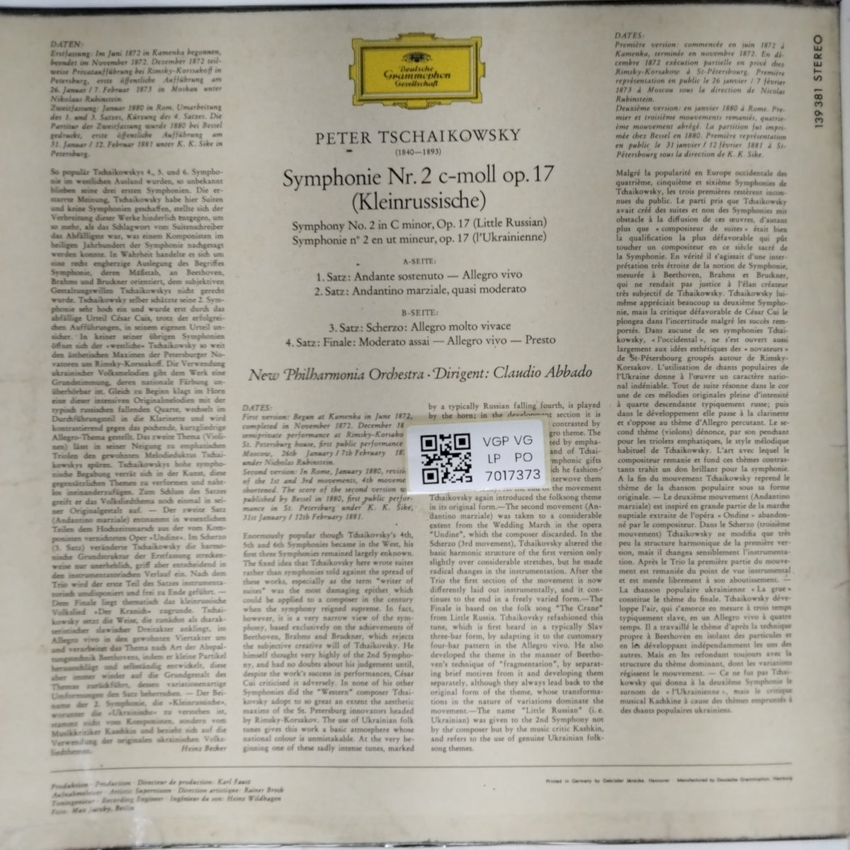Peter Tschaikowsky, Claudio Abbado - Symphonie Nr. 2 c-moll op. 17 (Vinyl)