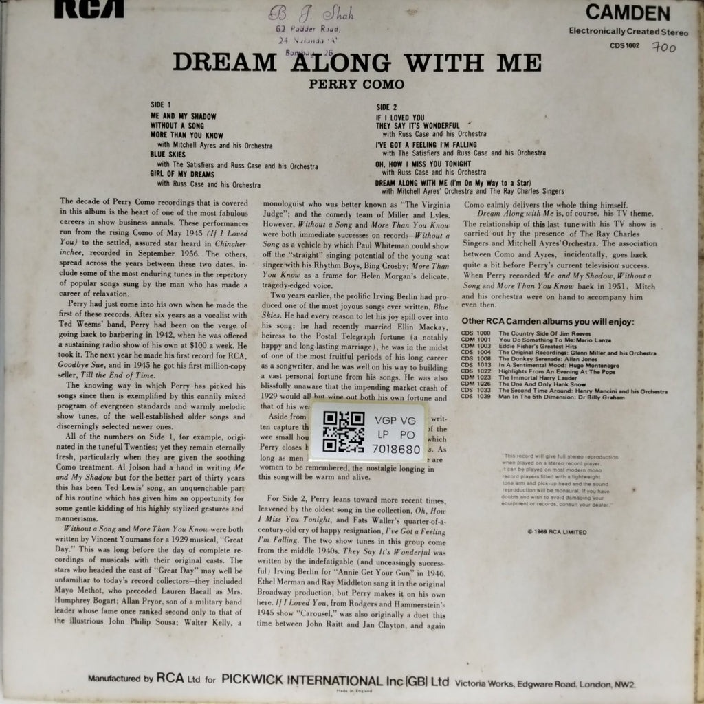 Perry Como - Dream Along With Me (Vinyl)