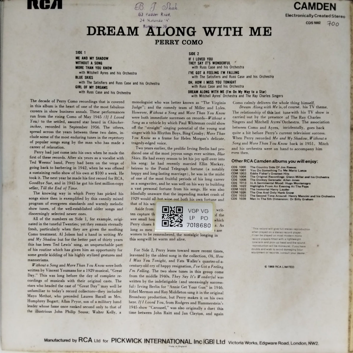 Perry Como - Dream Along With Me (Vinyl)